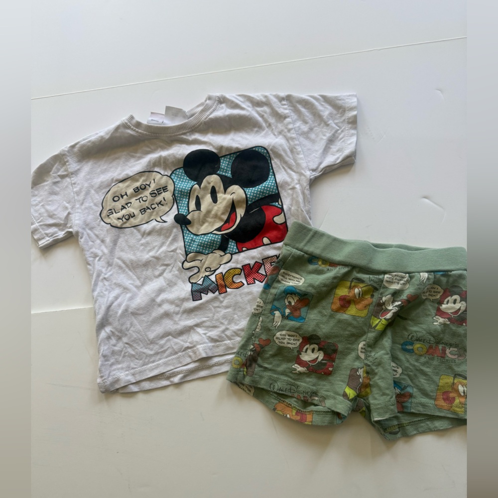 Zara Disney baby Mickey Mouse Graphic Tee & Shorts Set 18-24months